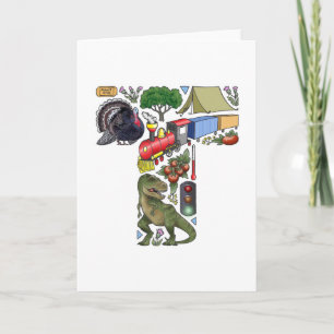 Tarjeta de nota del monograma "T"