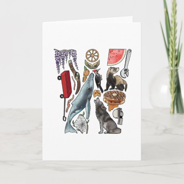 Tarjeta de nota del monograma "W" (Anverso)