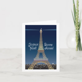 Tarjeta de nota del navidad de la torre Eiffel