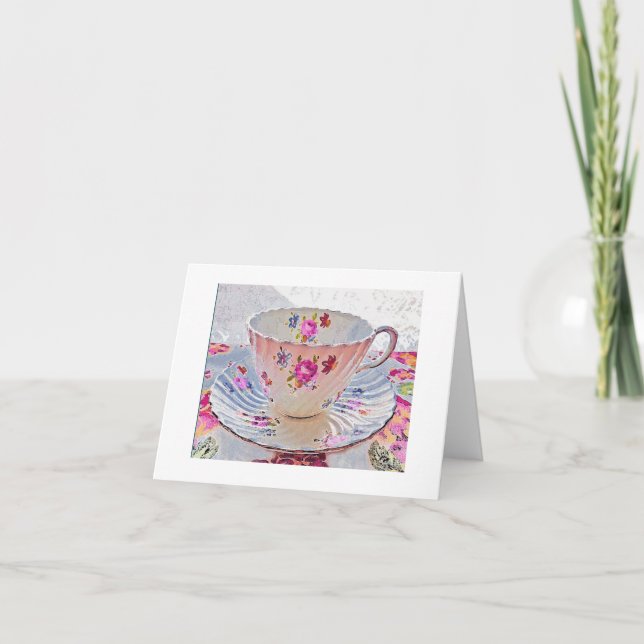 Tarjeta de nota del negro de la taza de té (Anverso)