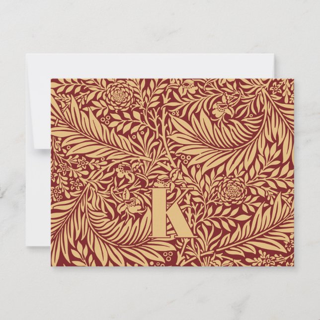 Tarjeta de nota del patrón de William Morris Larks (Anverso)