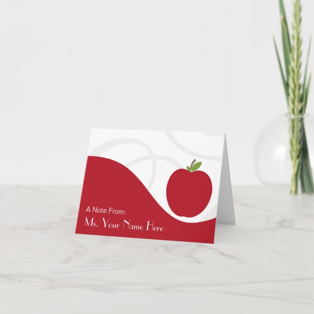 Tarjeta de nota del profesor - Manzana roja (Anverso)