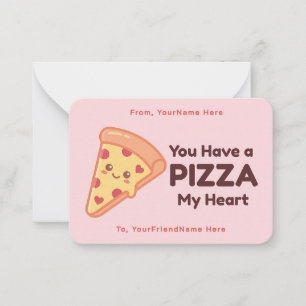 Tarjeta de nota del salón de Pizza Valentine