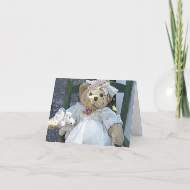 Tarjeta de nota del saludo de los niños del oso de (Anverso)