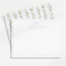 Tarjeta de nota del vivero de arco floral a rayas