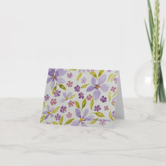 Tarjeta de nota/deseos floral lila doblada