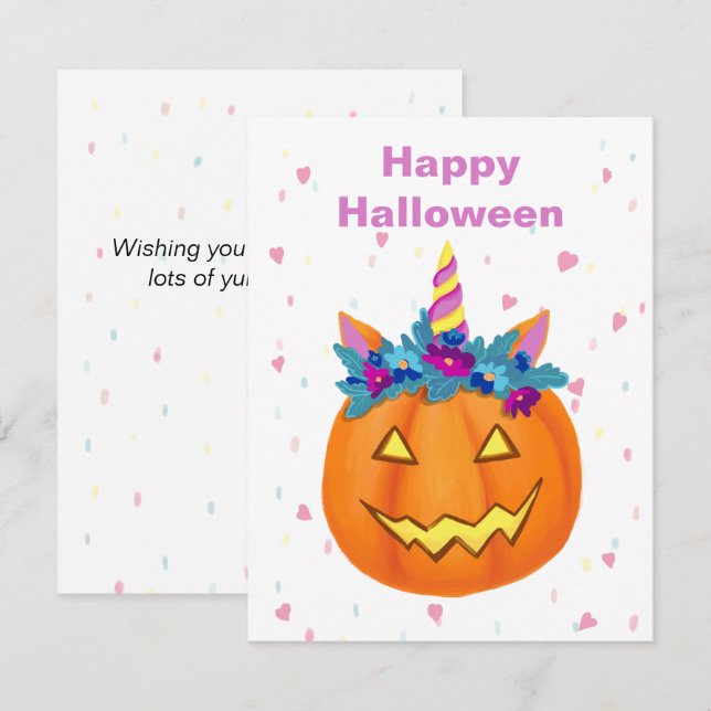 Tarjeta de nota divertida de Halloween calabaza Ja (Anverso / Reverso)