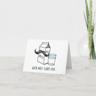 Tarjeta de nota divertida de la leche y del bigote