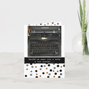 Tarjeta de nota divertida de máquina de escribir a