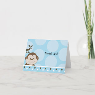 Tarjeta de nota doblada azul de mono bambino *Pers
