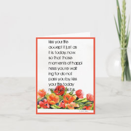 Tarjeta de nota doblada "besa tu vida"