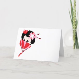 Tarjeta de nota doblada : Chica Geisha