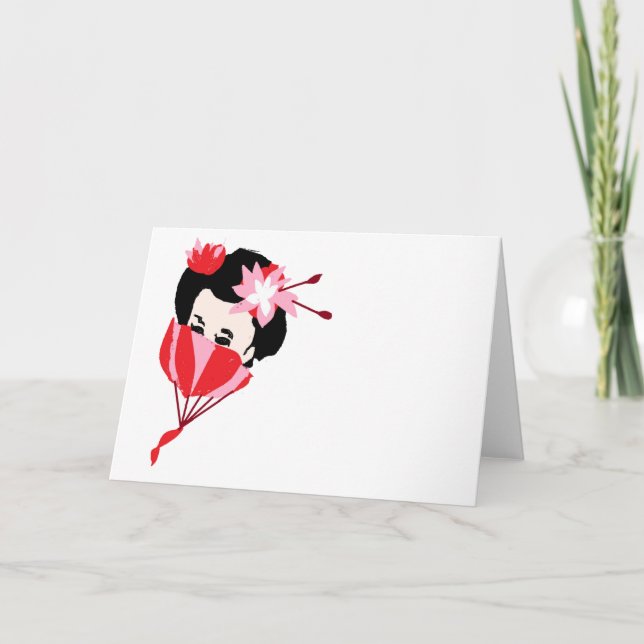 Tarjeta de nota doblada : Chica Geisha (Anverso)
