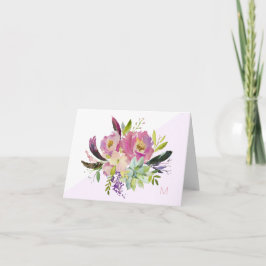 Tarjeta de nota doblada con monograma con sabor ro