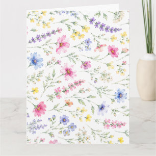 Tarjeta de nota doblada de acuarela de flor silves