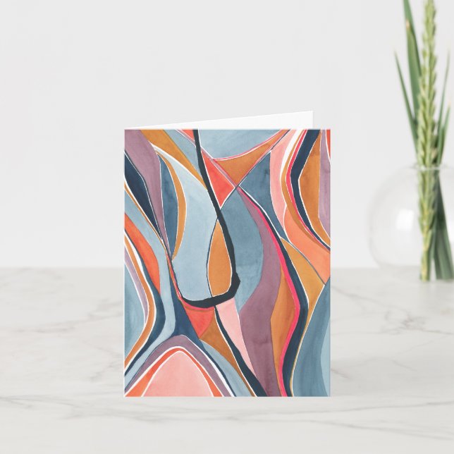 Tarjeta de nota doblada de arte abstracto de acuar (Anverso)