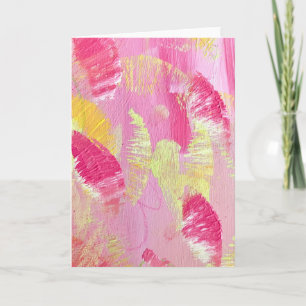 Tarjeta de nota doblada de arte abstracto rosa y a