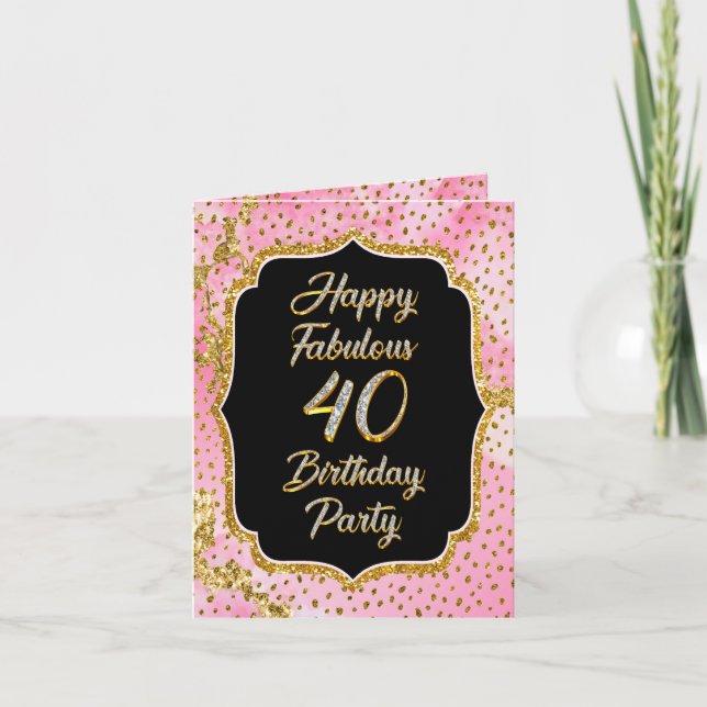 Tarjeta de nota doblada de cumpleaños 40 fabuloso  (Anverso)