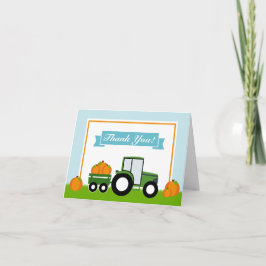 Tarjeta de nota doblada de la calabaza del tractor