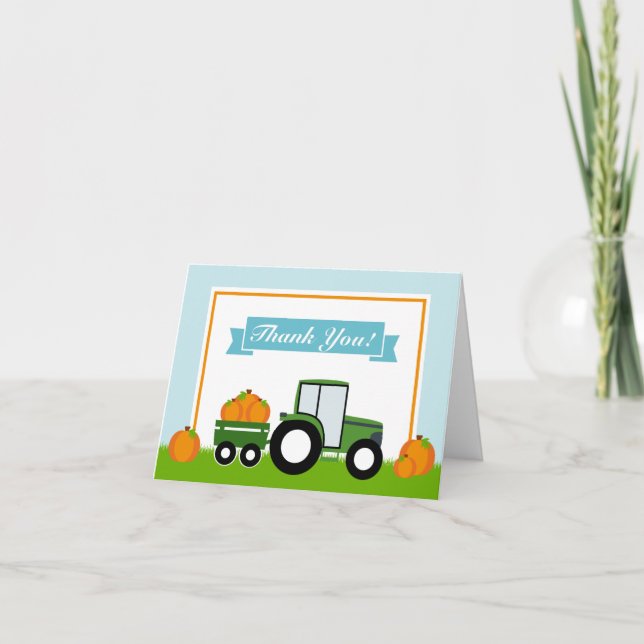 Tarjeta de nota doblada de la calabaza del tractor (Anverso)