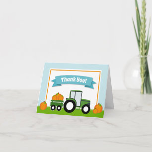Tarjeta de nota doblada de la calabaza del tractor