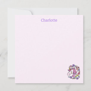 Tarjeta de nota doblada de Rainbow Stars Unicorn