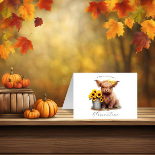 Tarjeta de nota doblada del cubo de girasol de vac