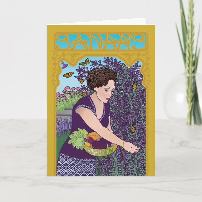 Tarjeta de nota doblada del jardín de Sanaa (Anverso)