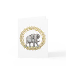 Tarjeta de nota doblada Elephant Mandala
