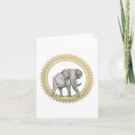 Tarjeta de nota doblada Elephant Mandala