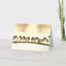 Tarjeta de nota doblada PEQUEÑAS AVES EN UNA RAMA