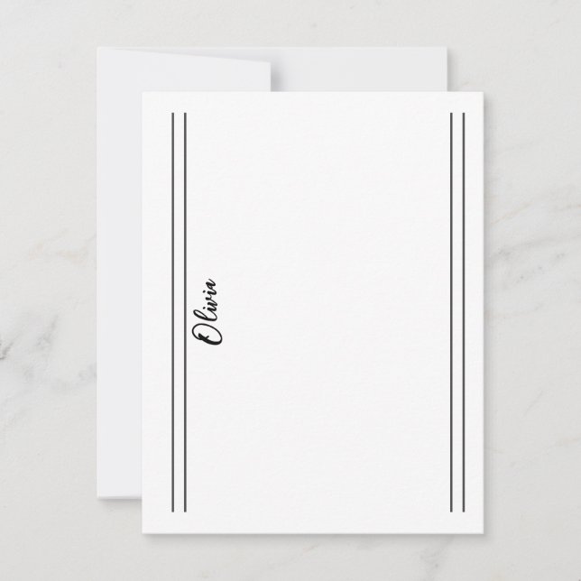 Tarjeta de nota doble de color blanco negro simple (Anverso)