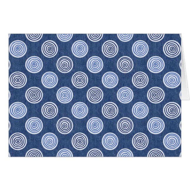 Tarjeta de nota Dot Blank de Denim Polka Azul (Anverso (Horizontal))