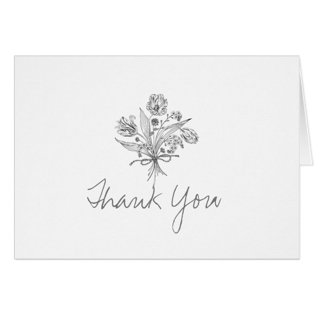 Tarjeta de nota editable con estilo floral de líne (Anverso (Horizontal))