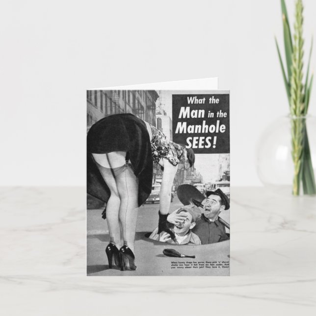 Tarjeta de nota "El hombre en la boca de inspecció (Anverso)