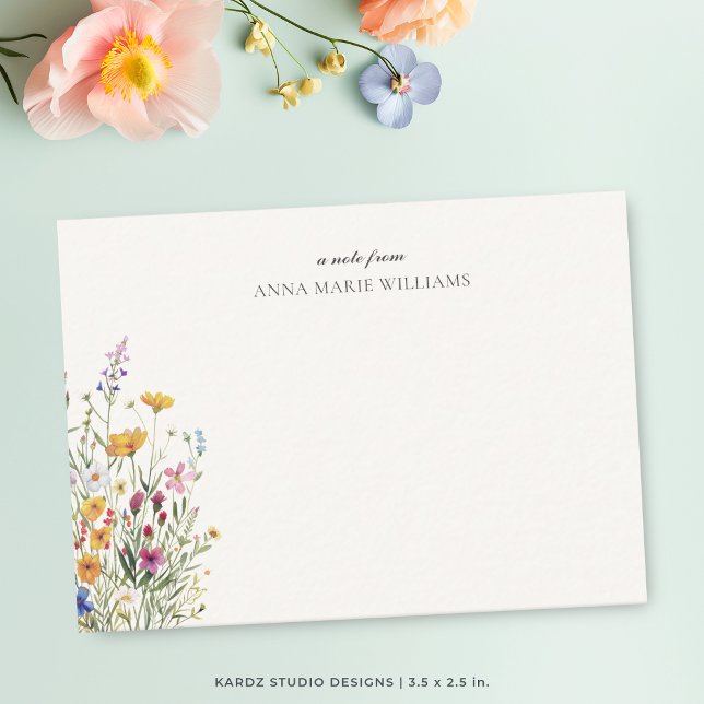 Tarjeta de nota elegante boho chic personalizada (Personalized stationery, floral notecards. Please note that cropping may result in some sizes.)