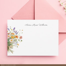 Tarjeta de nota elegante Boho Wildflower