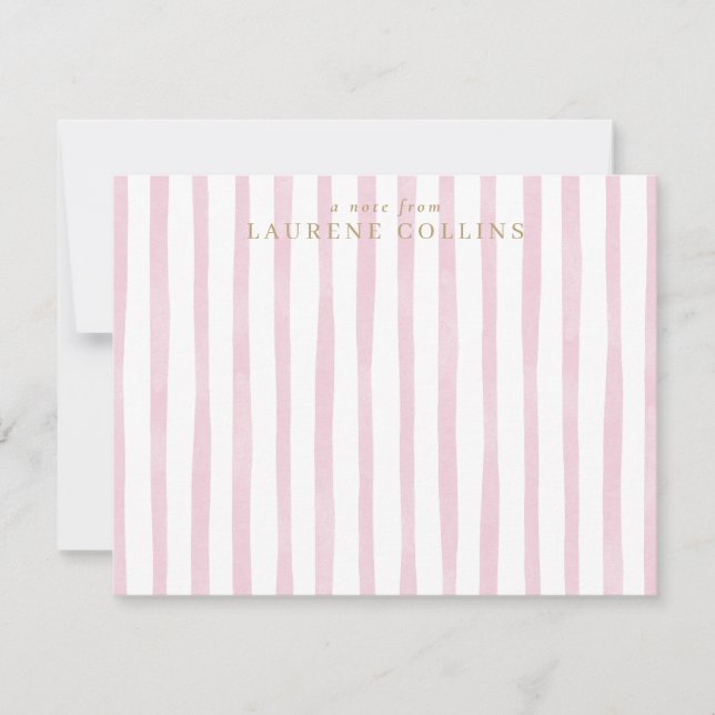 Tarjeta de nota elegante con rayas rosadas de acua (Anverso)
