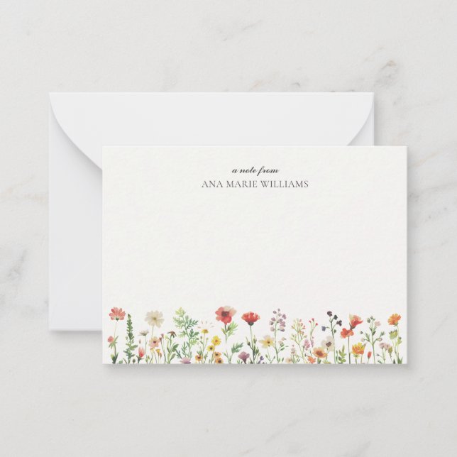 Tarjeta de nota elegante floral chic de acuarela (Anverso)