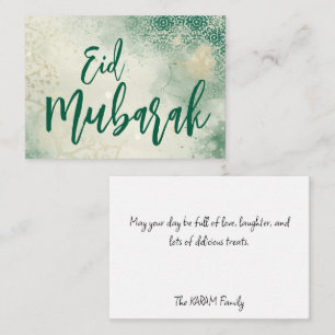 Tarjeta de nota elegante verde Eid Mubarak
