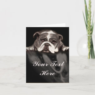 Tarjeta de nota emocional del bulldog triste para