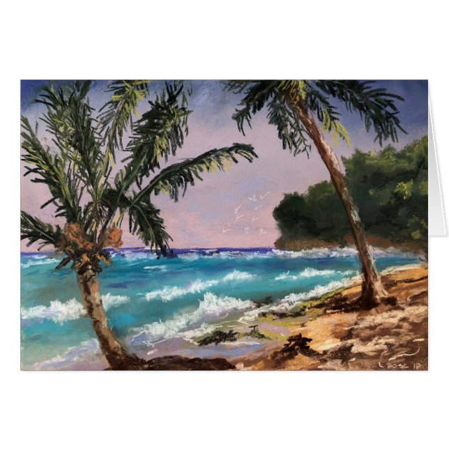 Tarjeta de nota en blanco 5 x 7 Vista tropical de  (Anverso (Horizontal))