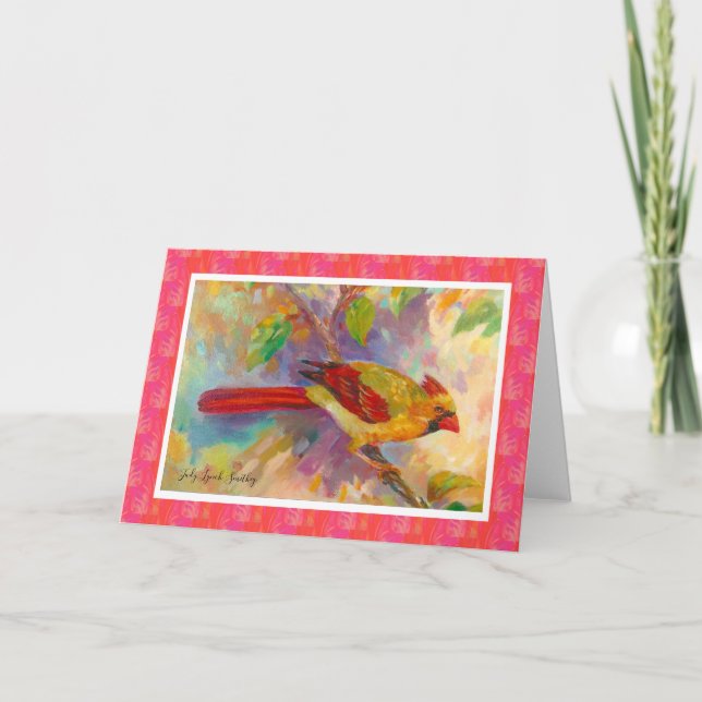 Tarjeta de nota en blanco cardinal femenina (Anverso)