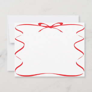 Tarjeta de nota en blanco con cinta roja