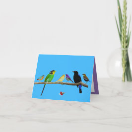 tarjeta de nota en blanco con los pájaros y el