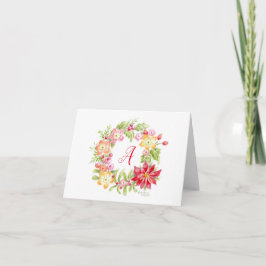 Tarjeta de nota en blanco con monograma de Navidad