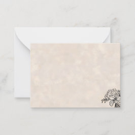 Tarjeta de nota en blanco con ramo de rosas dibuja