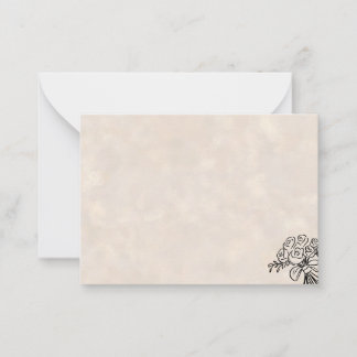 Tarjeta de nota en blanco con ramo de rosas dibuja