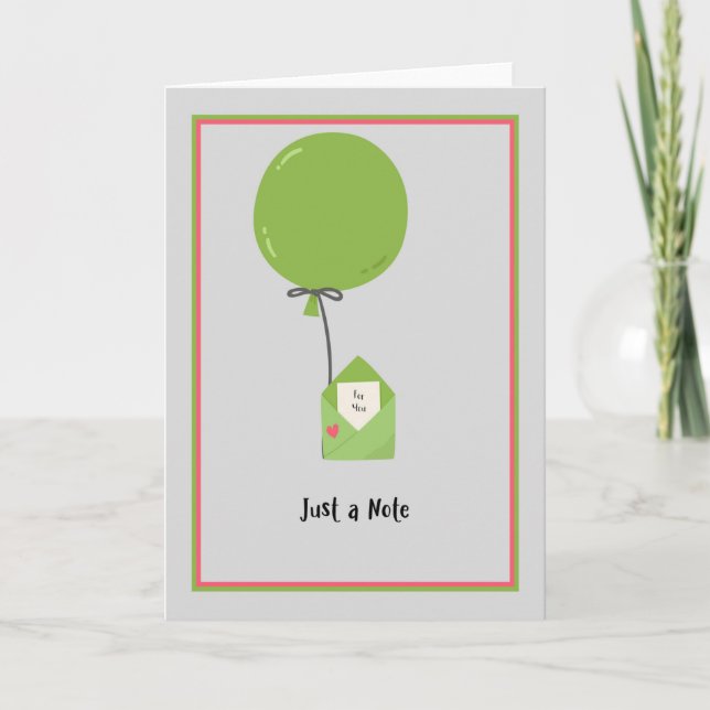 Tarjeta de nota en blanco con sobre y globo (Anverso)
