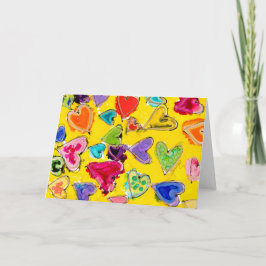 Tarjeta de nota en blanco Corazones rellenados de